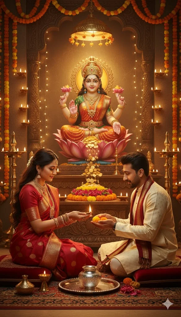 Lakshmi Blessing Couple Scene